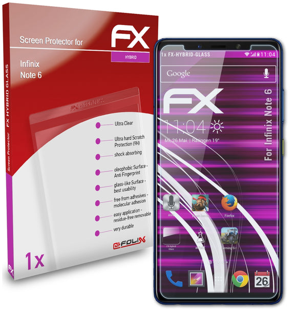 atFoliX FX-Hybrid-Glass Panzerglasfolie für Infinix Note 6