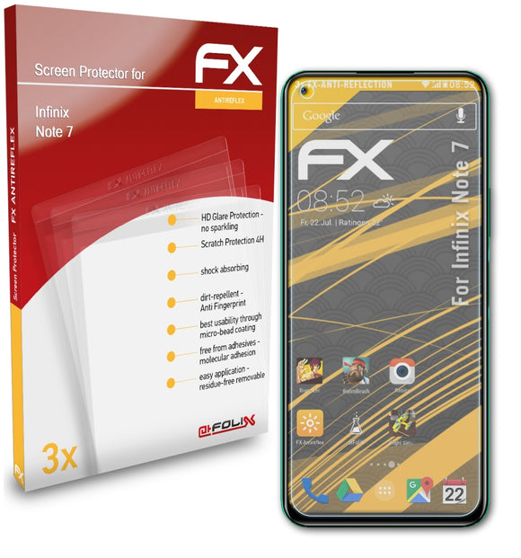 atFoliX FX-Antireflex Displayschutzfolie für Infinix Note 7