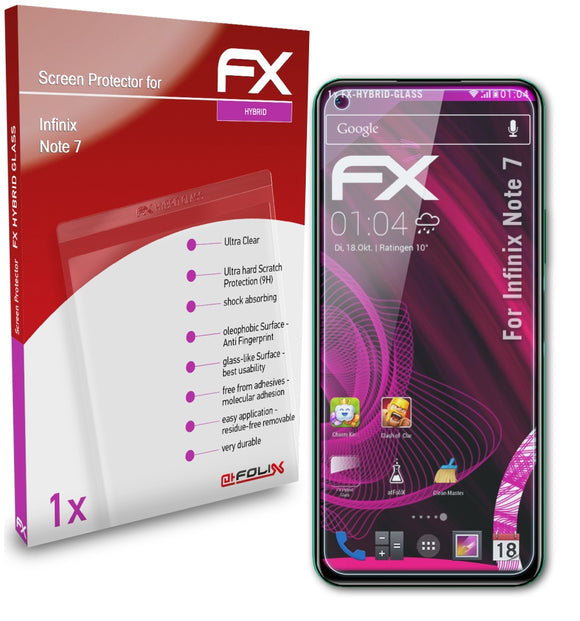 atFoliX FX-Hybrid-Glass Panzerglasfolie für Infinix Note 7