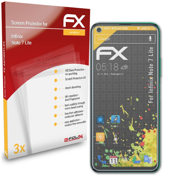atFoliX FX-Antireflex Displayschutzfolie für Infinix Note 7 Lite