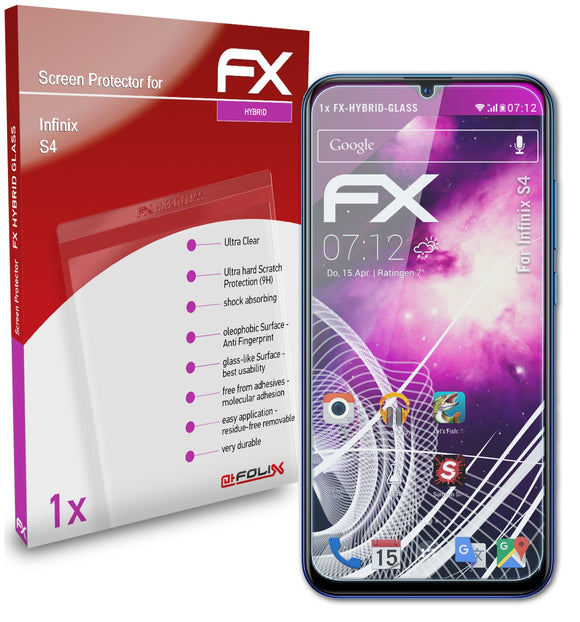 atFoliX FX-Hybrid-Glass Panzerglasfolie für Infinix S4