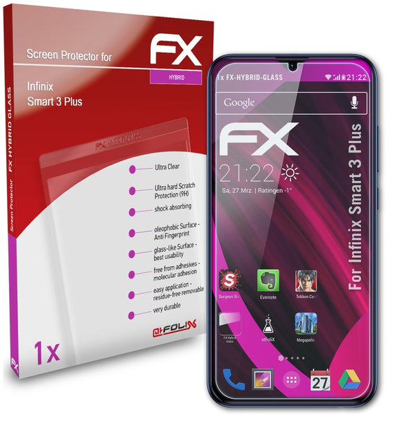 atFoliX FX-Hybrid-Glass Panzerglasfolie für Infinix Smart 3 Plus