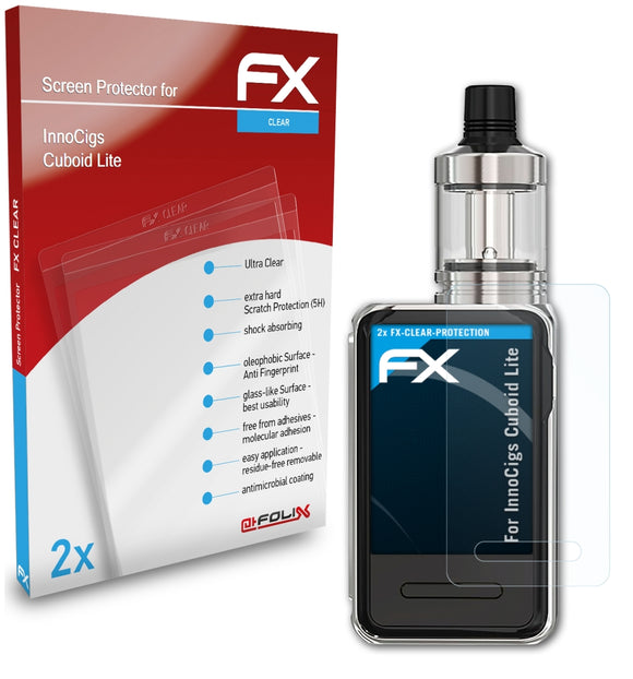 atFoliX FX-Clear Schutzfolie für InnoCigs Cuboid Lite