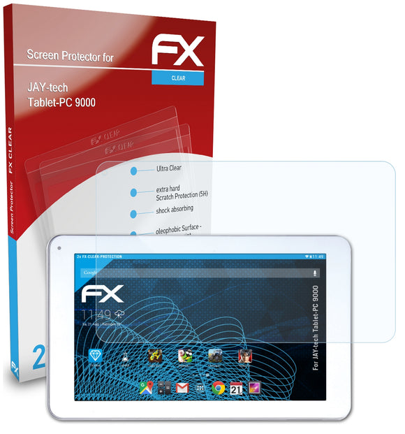 atFoliX FX-Clear Schutzfolie für JAY-tech Tablet-PC 9000