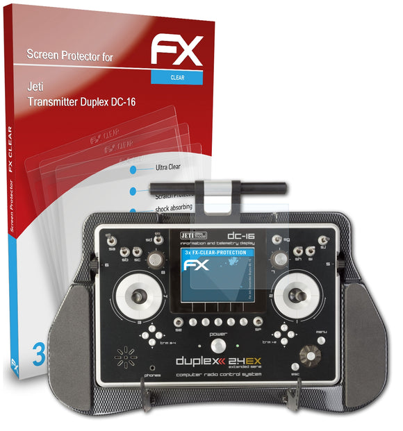 atFoliX FX-Clear Schutzfolie für Jeti Transmitter Duplex DC-16