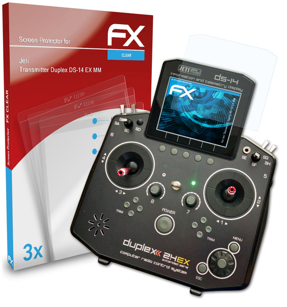 atFoliX FX-Clear Schutzfolie für Jeti Transmitter Duplex DS-14 EX MM