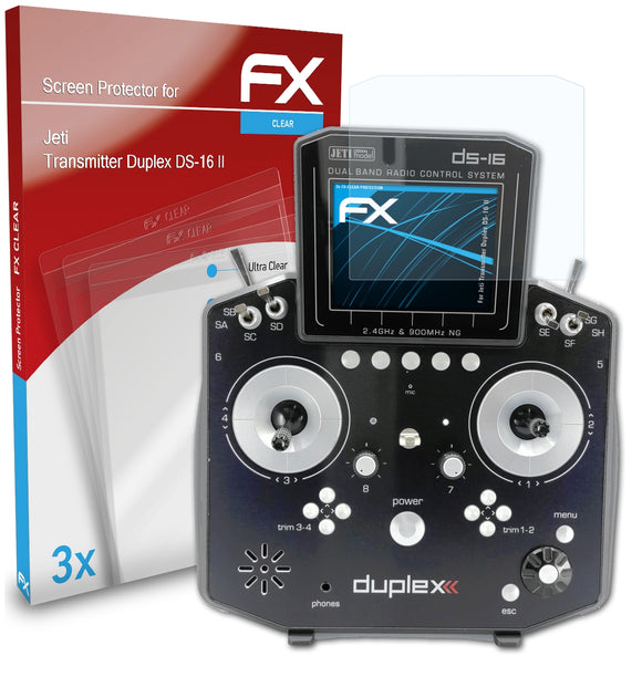 atFoliX FX-Clear Schutzfolie für Jeti Transmitter Duplex DS-16 II
