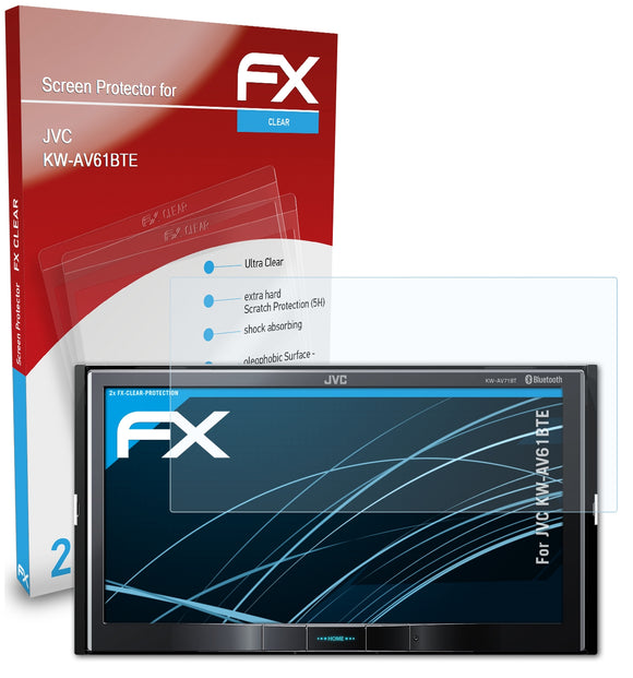 atFoliX FX-Clear Schutzfolie für JVC KW-AV61BTE