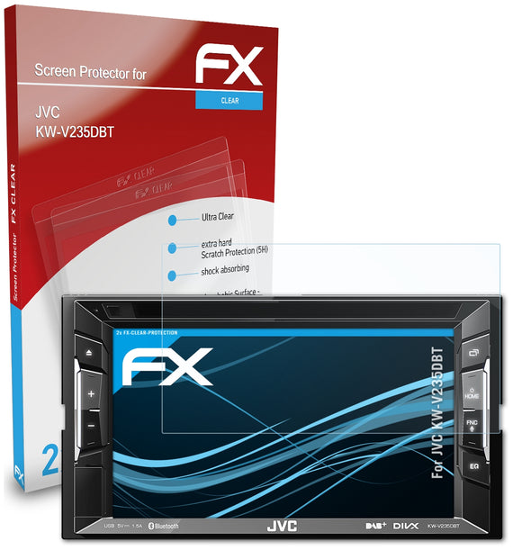 atFoliX FX-Clear Schutzfolie für JVC KW-V235DBT