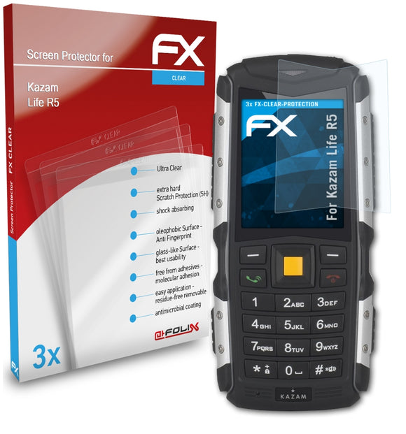 atFoliX FX-Clear Schutzfolie für Kazam Life R5