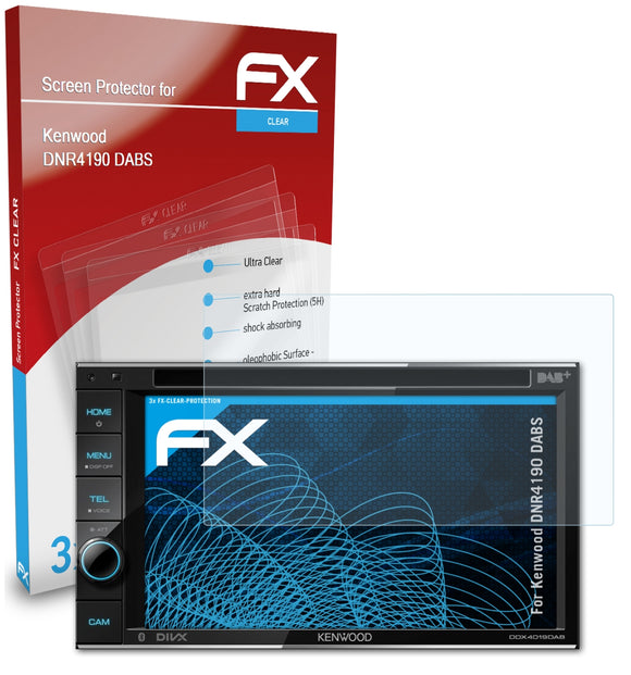atFoliX FX-Clear Schutzfolie für Kenwood DNR4190 DABS