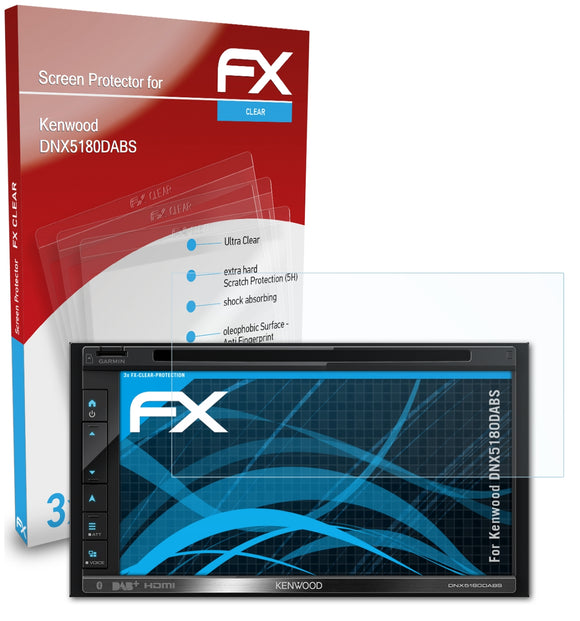 atFoliX FX-Clear Schutzfolie für Kenwood DNX5180DABS