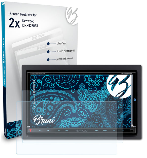 Bruni Basics-Clear Displayschutzfolie für Kenwood DNX9280BT