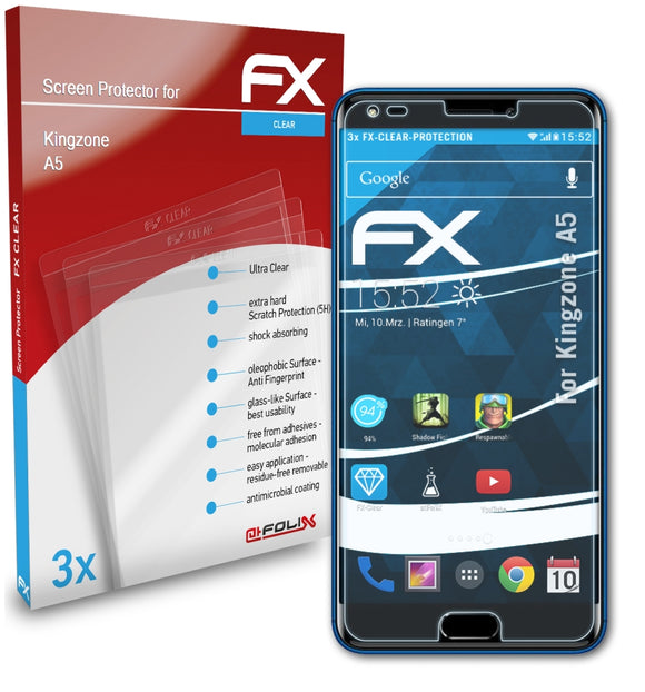 atFoliX FX-Clear Schutzfolie für Kingzone A5