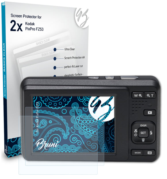 Bruni Basics-Clear Displayschutzfolie für Kodak PixPro FZ53