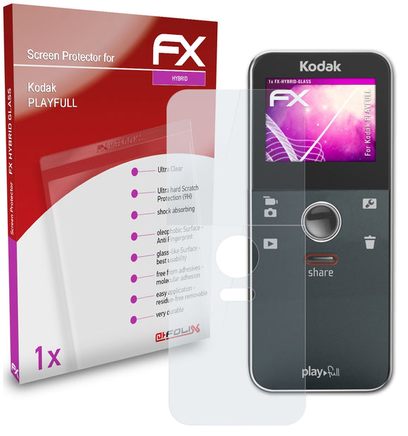 atFoliX FX-Hybrid-Glass Panzerglasfolie für Kodak PLAYFULL