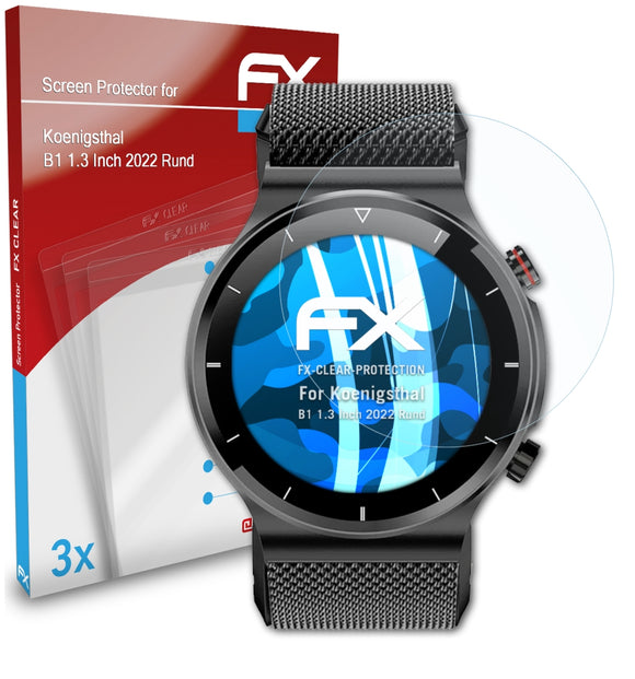 atFoliX FX-Clear Schutzfolie für Koenigsthal B1 1.3 Inch (2022 Rund)