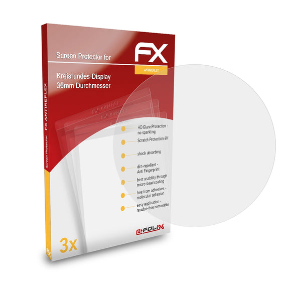 atFoliX FX-Antireflex Displayschutzfolie für Kreisrundes-Display 36mm Durchmesser