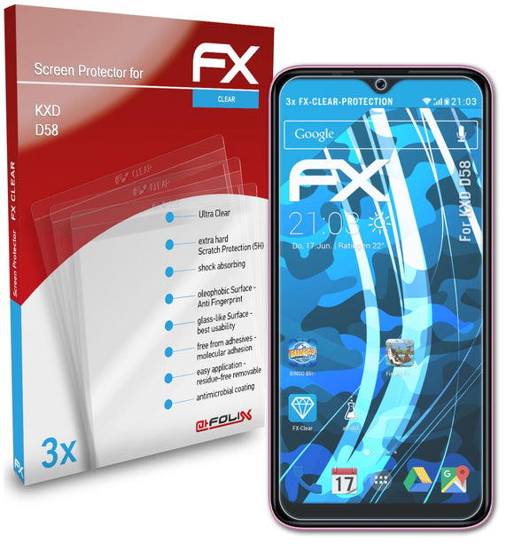 atFoliX FX-Clear Schutzfolie für KXD D58