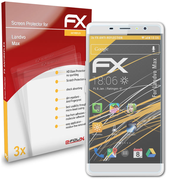 atFoliX FX-Antireflex Displayschutzfolie für Landvo Max