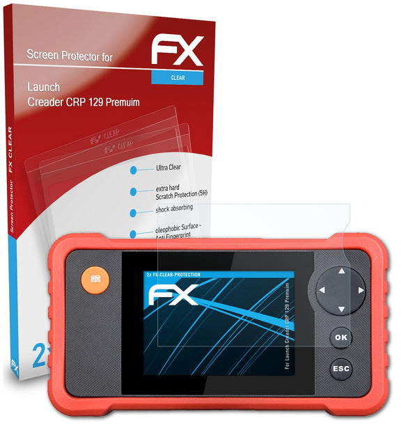 atFoliX FX-Clear Schutzfolie für Launch Creader CRP 129 Premuim