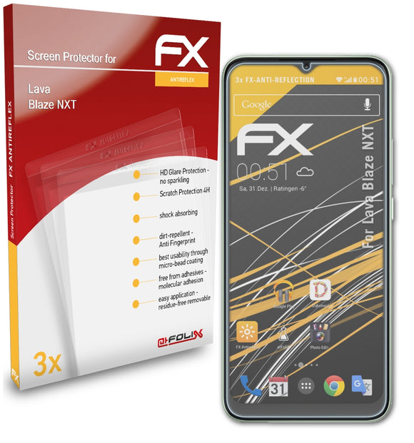 atFoliX FX-Antireflex Displayschutzfolie für Lava Blaze NXT