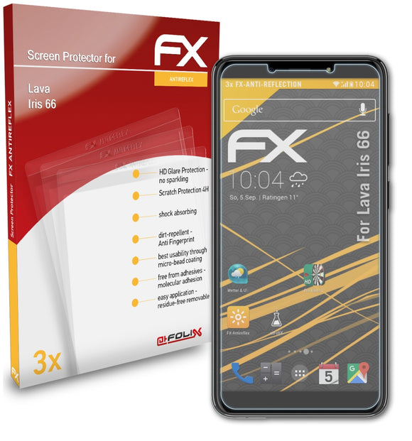 atFoliX FX-Antireflex Displayschutzfolie für Lava Iris 66