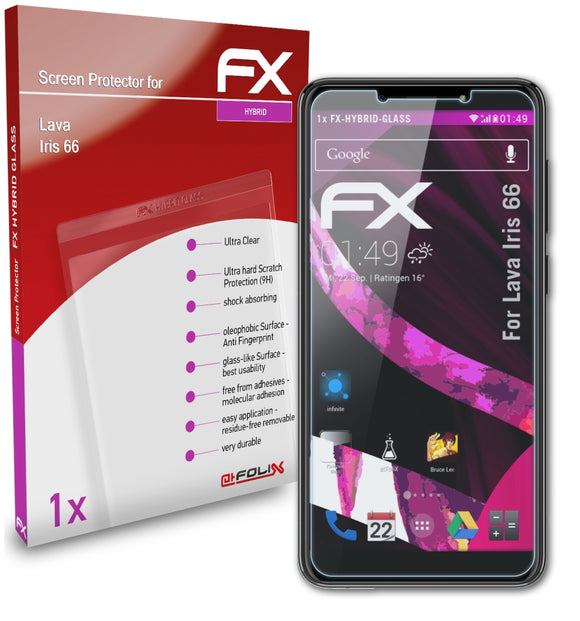 atFoliX FX-Hybrid-Glass Panzerglasfolie für Lava Iris 66