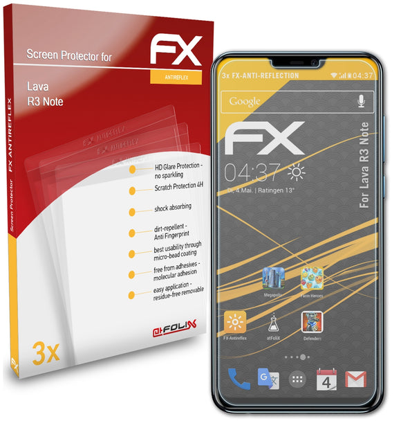 atFoliX FX-Antireflex Displayschutzfolie für Lava R3 Note
