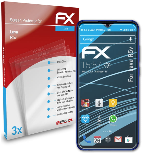 atFoliX FX-Clear Schutzfolie für Lava R5v