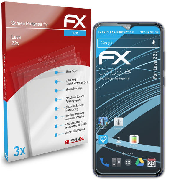 atFoliX FX-Clear Schutzfolie für Lava Z2s