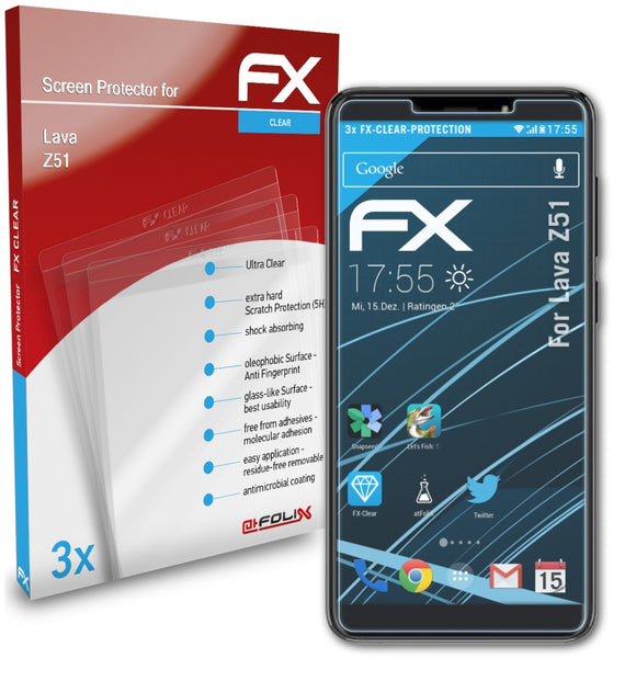 atFoliX FX-Clear Schutzfolie für Lava Z51