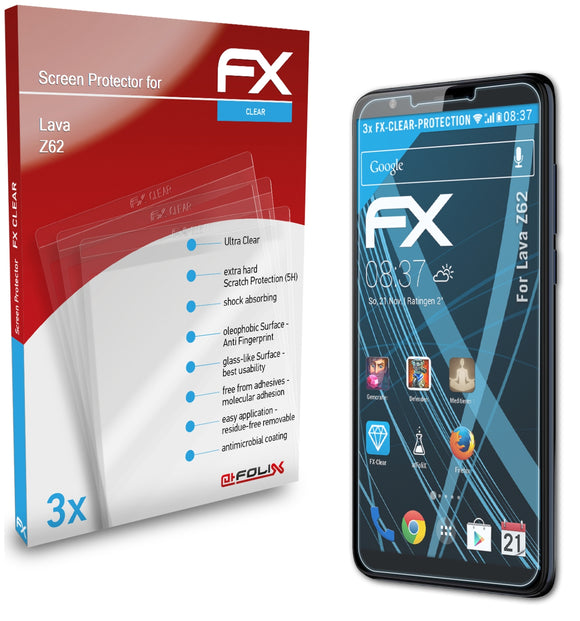 atFoliX FX-Clear Schutzfolie für Lava Z62