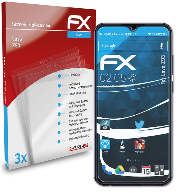 atFoliX FX-Clear Schutzfolie für Lava Z93