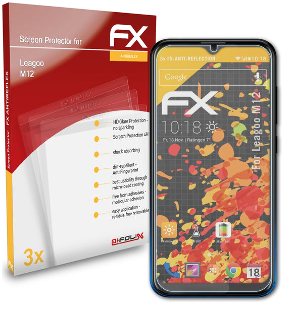 atFoliX FX-Antireflex Displayschutzfolie für Leagoo M12