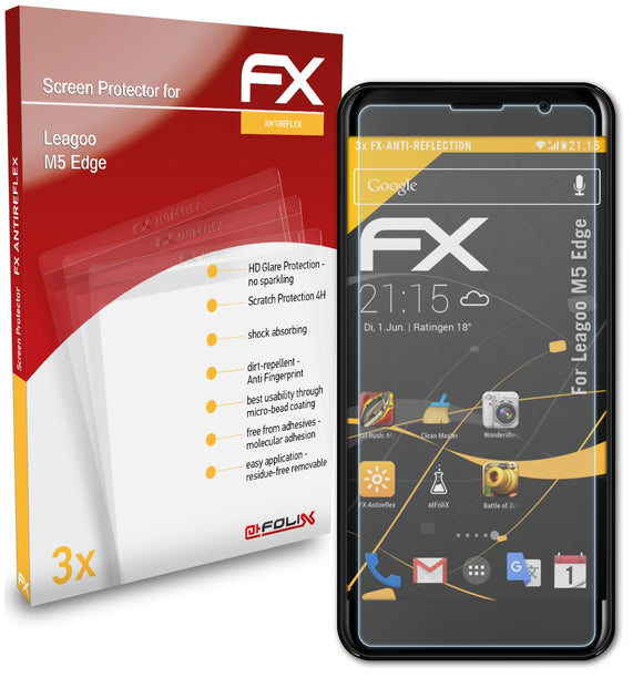 atFoliX FX-Antireflex Displayschutzfolie für Leagoo M5 Edge