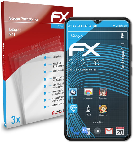 atFoliX FX-Clear Schutzfolie für Leagoo S11