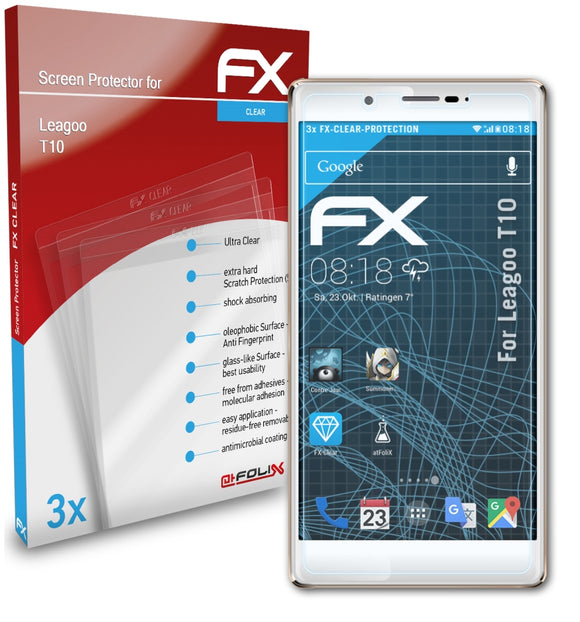 atFoliX FX-Clear Schutzfolie für Leagoo T10