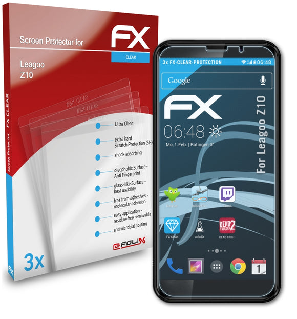 atFoliX FX-Clear Schutzfolie für Leagoo Z10