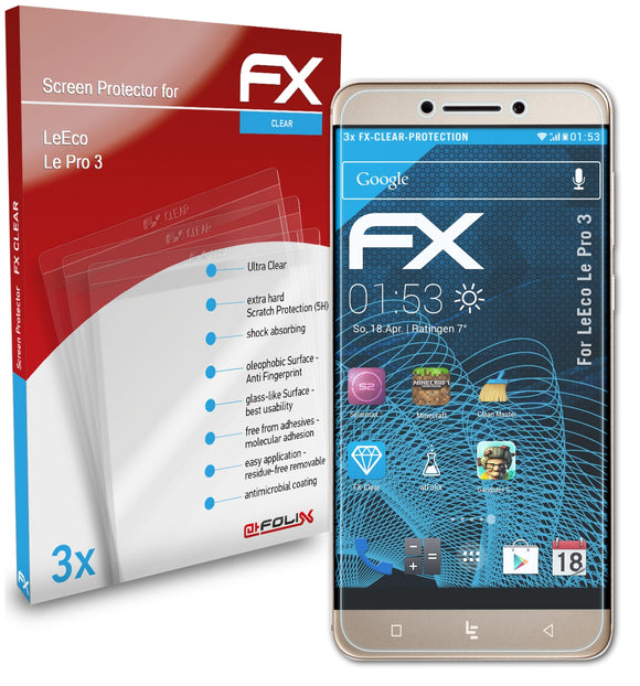 atFoliX FX-Clear Schutzfolie für LeEco Le Pro 3