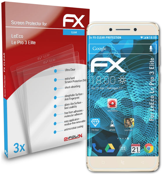 atFoliX FX-Clear Schutzfolie für LeEco Le Pro 3 Elite