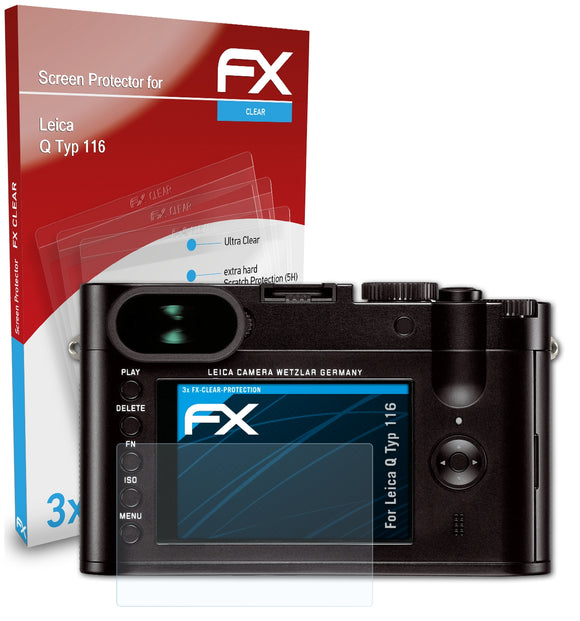 atFoliX FX-Clear Schutzfolie für Leica Q (Typ 116)