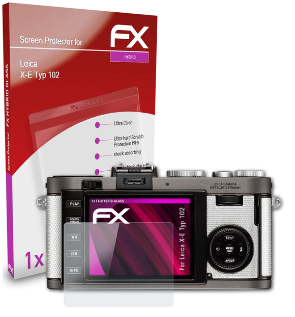 atFoliX FX-Hybrid-Glass Panzerglasfolie für Leica X-E (Typ 102)