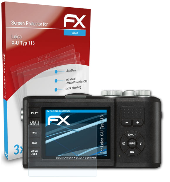 atFoliX FX-Clear Schutzfolie für Leica X-U (Typ 113)
