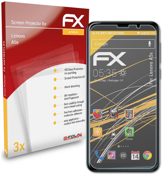 atFoliX FX-Antireflex Displayschutzfolie für Lenovo A5s