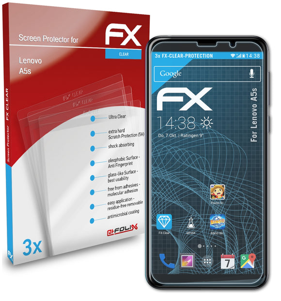 atFoliX FX-Clear Schutzfolie für Lenovo A5s