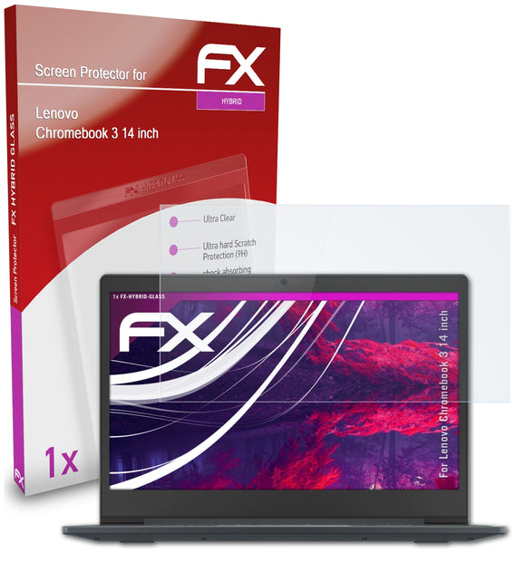 atFoliX FX-Hybrid-Glass Panzerglasfolie für Lenovo Chromebook 3 (14 inch)