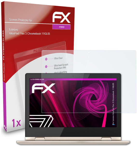 atFoliX FX-Hybrid-Glass Panzerglasfolie für Lenovo IdeaPad Flex 3 Chromebook (11IGL05)
