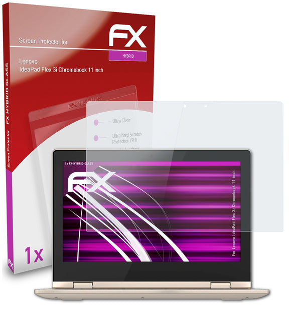 atFoliX FX-Hybrid-Glass Panzerglasfolie für Lenovo IdeaPad Flex 3i Chromebook (11 inch)