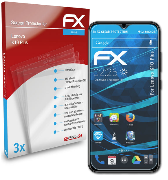 atFoliX FX-Clear Schutzfolie für Lenovo K10 Plus